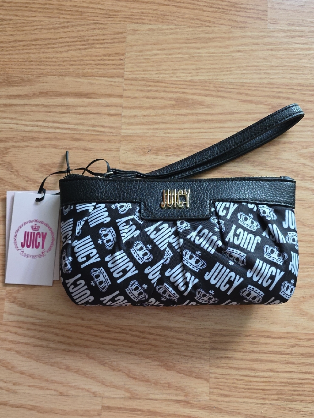 Juicy Couture Black and White Logo Wristlet